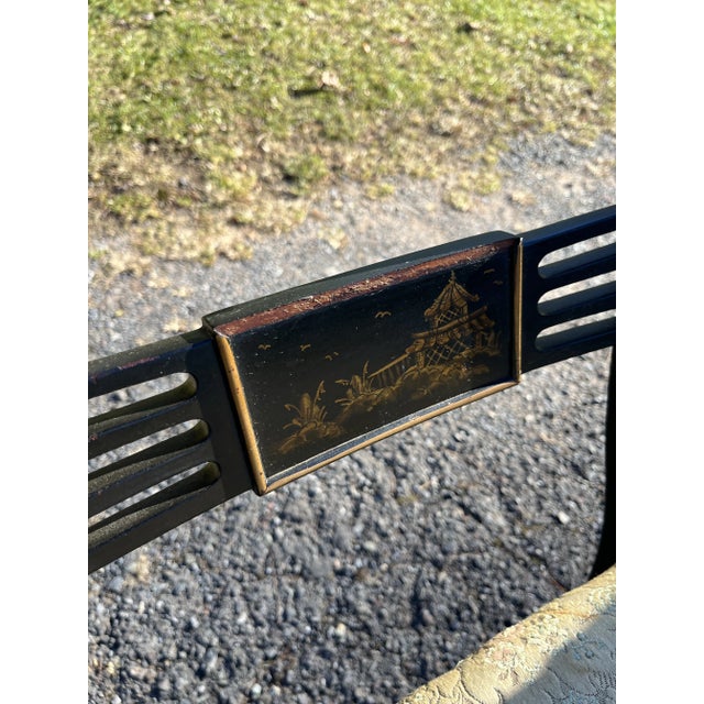 Black Chinoiserie Painted Dining Chairs Set of 6 For Sale - Image 8 of 12