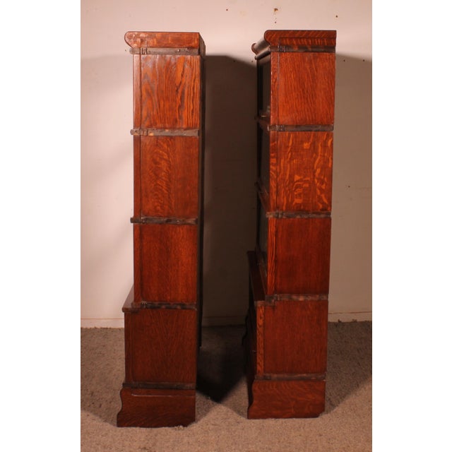 Wood Oak Bookcases from Globe Wernicke, 1900s, Set of 2 For Sale - Image 7 of 11