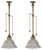 Art Deco Holophane Glass and Aged Brass Pendants, 1920s, Set of 2 For Sale