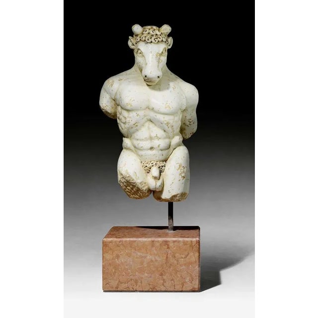 Beige 17th Century Baroque Marble Figure of the Minotaur, Italy, Set of 2 For Sale - Image 8 of 12