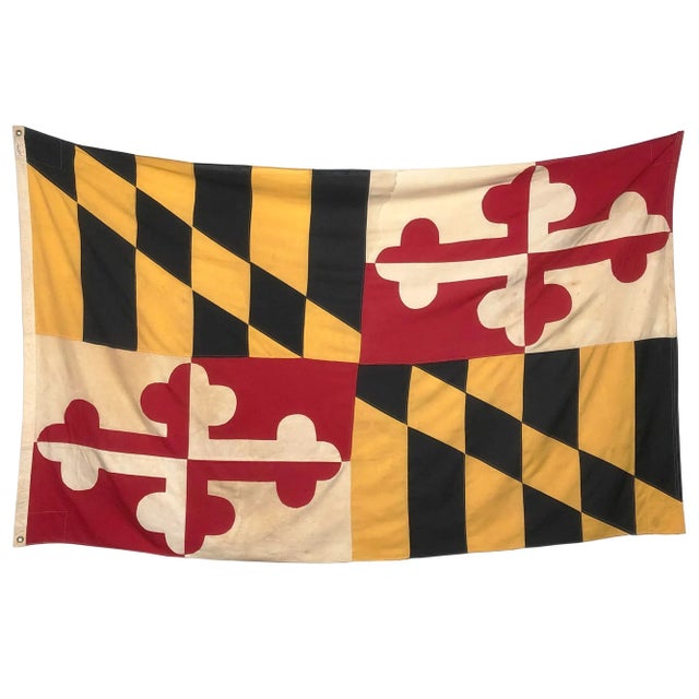 Textile Oversize Vintage Sewn Cotton State Flag of Maryland For Sale - Image 7 of 7