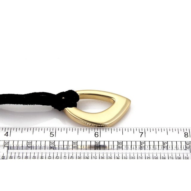 Mid 20th Century Open 18k Yellow Gold Pendant & Suede Cord Necklace For Sale In Miami - Image 6 of 6