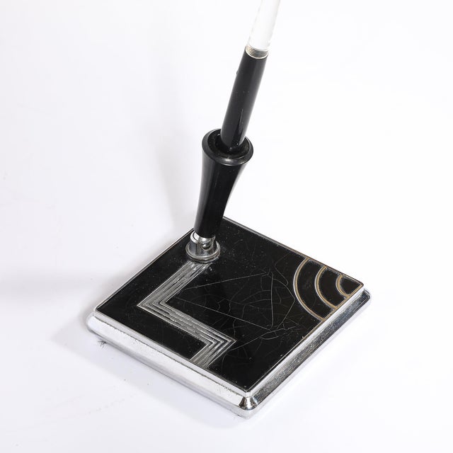 Art Deco Geometric Squared Base Chrome & Bakelite Fountain Pen Signed Esterbrook For Sale - Image 9 of 16