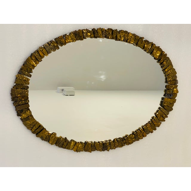 Vintage Gold Stone Tasselated Mirror Vautrin Style For Sale In Miami - Image 6 of 7