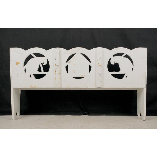 Mid 20th Century Reclaimed 4 Ft. White Wooden Folk Art Children's Bench For Sale - Image 11 of 12