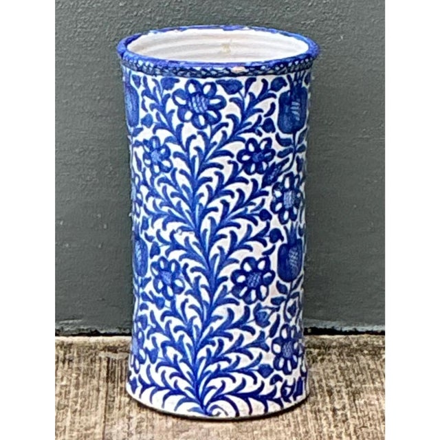 Vintage Blue and White Ceramic Umbrella Stand For Sale - Image 11 of 12