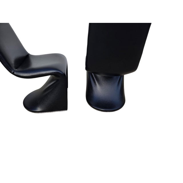 Postmodern Vintage Mid Century Faux Snakeskin Cantilever S Side Chairs Panton 1-2-3 Style For Sale - Image 3 of 14