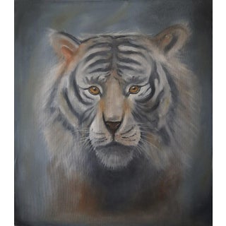 Tiger Face Portrait Oil Painting on Canvas Original For Sale