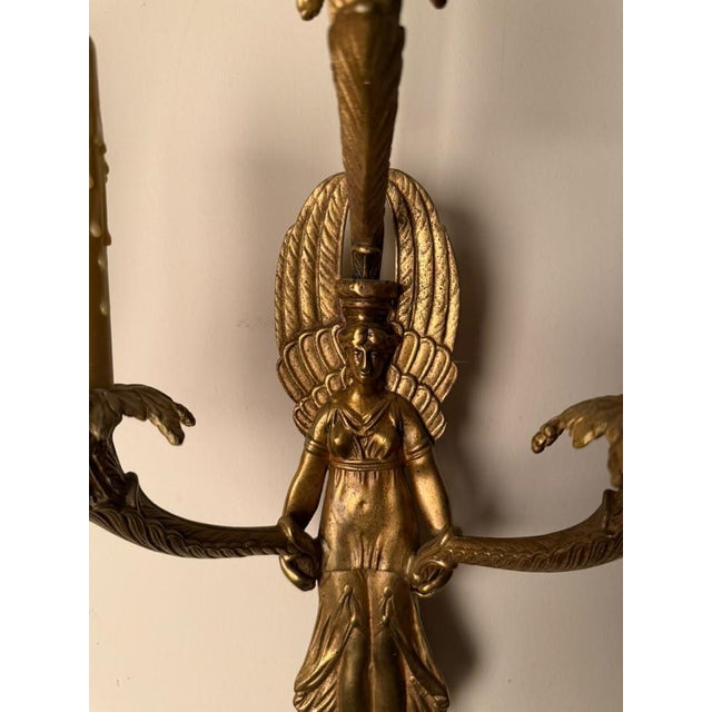 19th Century French Neoclassical Style Bronze Angel Sconces - Pair For Sale - Image 12 of 12