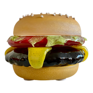 John Miller Blue Plate Special Hamburger 2008 Blown Pop Art Glass Sculpture
