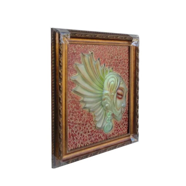 This unique character European angel face wall painting sculpture is made of thick liuli glass, it has painted with many...