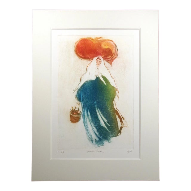William Papas "Bedouin Woman" Signed & Numbered Artwork Etching 1980s For Sale