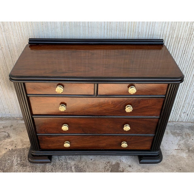 Art Deco French Art Deco Chest of Drawers With Ebonized Base and Columns For Sale - Image 3 of 8