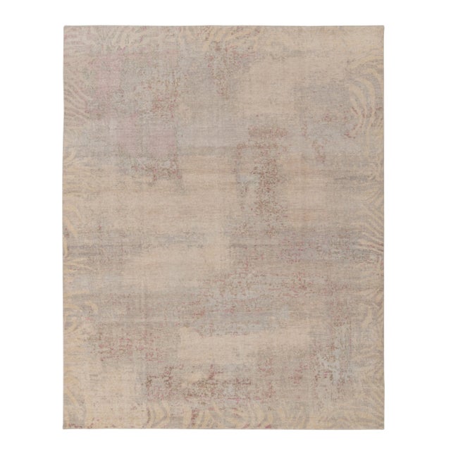 Textile Distressed Style Modern Rug in Beige-Brown, Blue Abstract Pattern by Rug & Kilim For Sale - Image 7 of 7