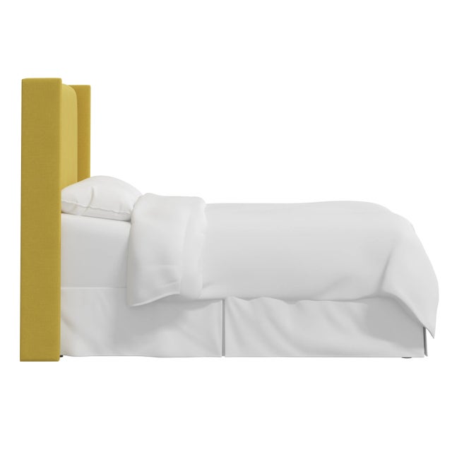 Spritely Home Logan California King Wingback Headboard in Linen Ochre For Sale - Image 4 of 5