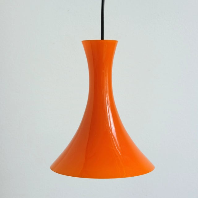 Orange Glass Trumpet Pendant Light by Peill & Putzler, 1960s, in Flawless conditions. Designed 1960 to 1969 Up to 250V...