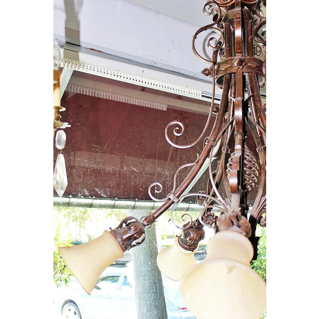Brown French Country Wrought Steel Chandelier For Sale - Image 8 of 8