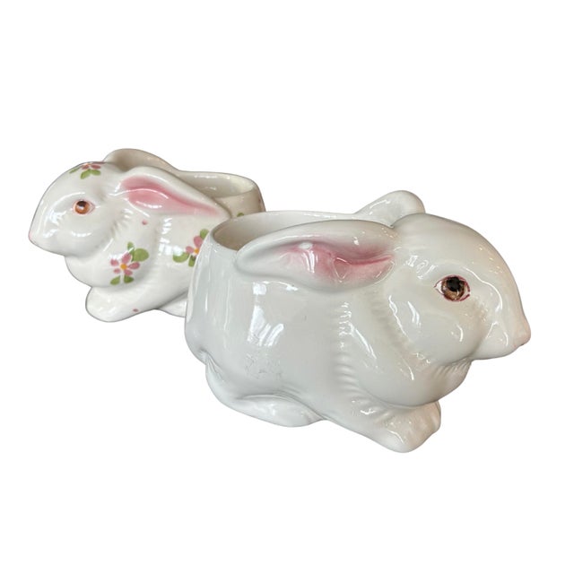 Vintage Avon Bunny Ceramic Planters – Handcrafted Floral Medley Spring Rabbit Decor, Made in Brazil, 1980s Collectible Set...