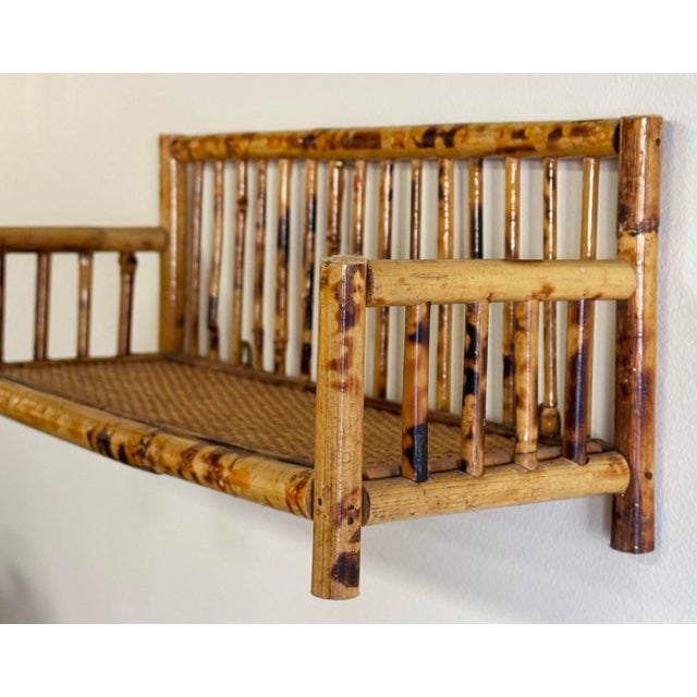 Vintage Scorched Bamboo Wall Shelf For Sale In Kansas City - Image 6 of 7