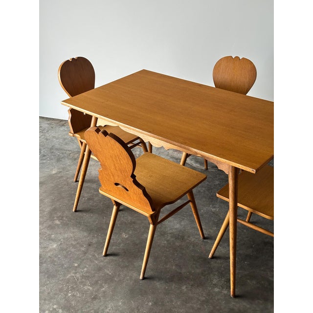 Swiss Alpine Stabelle Oak Dining Set, Mid-Century — Set of 5 For Sale - Image 4 of 18