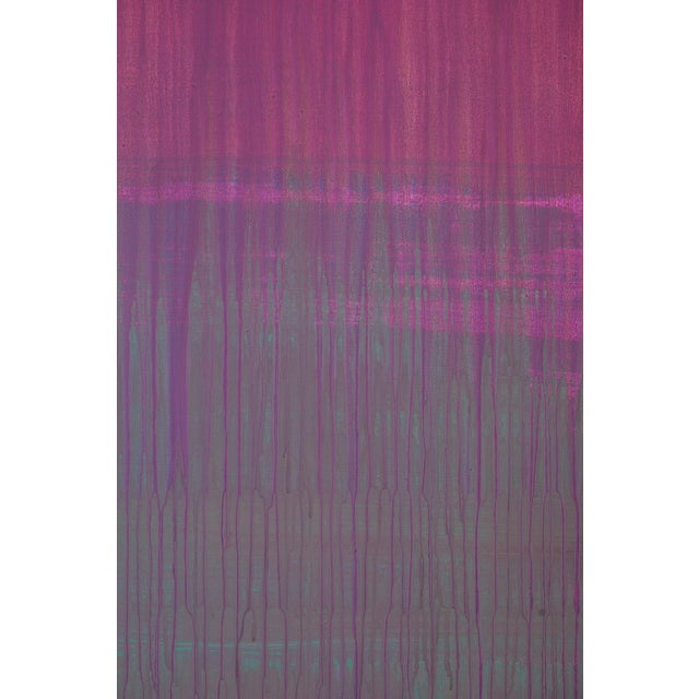 "Observations In The Desert / Magenta Over Dark Green" Large Abstract Acrylic Painting by Simon Findlay For Sale - Image 10 of 12