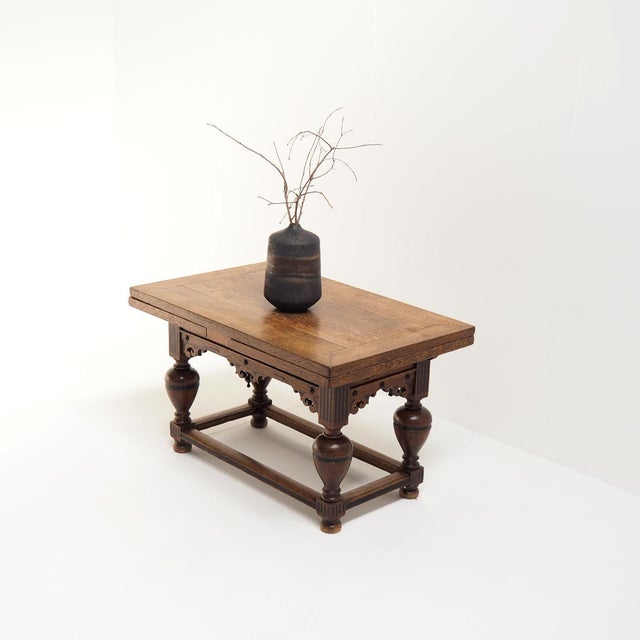 Antique Dutch Draw-Leaf Oak Table, 1850 For Sale - Image 12 of 14