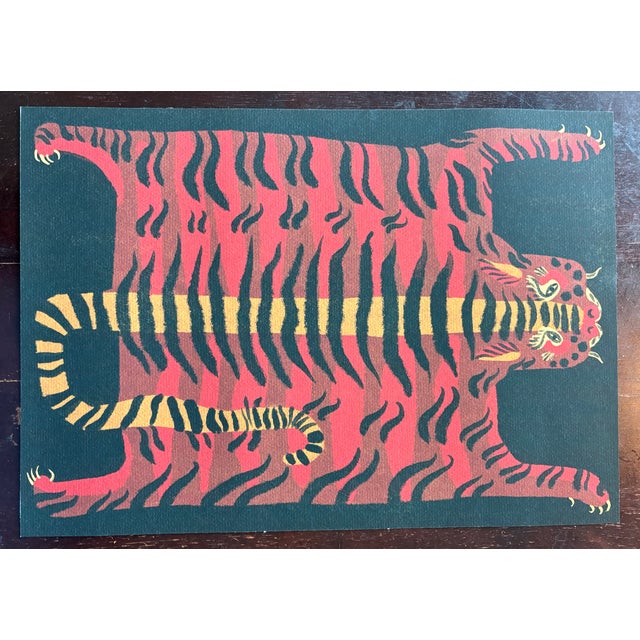 Contemporary 2026 Uk Giclee Tiger in Custom Red Wood Frame For Sale - Image 3 of 3