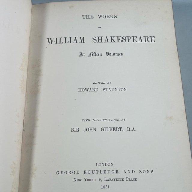 Antique Leather Bindings / Books - The Works of William Shakespeare - 15 Volumes For Sale - Image 17 of 18