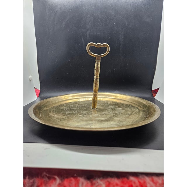 Antique Embossed Brass Tidbit Tray