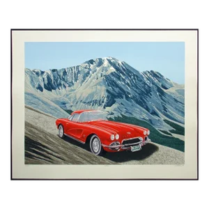 Dallas John "Vette I" Signed & Numbered Serigraph Art Print Vintage Car Corvette