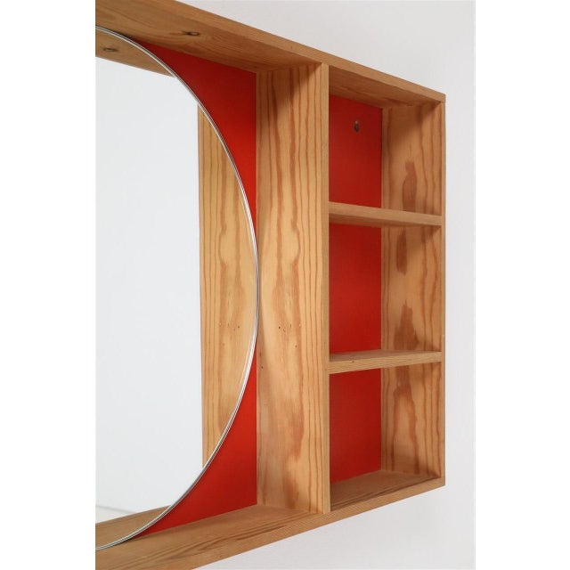 1970s wall shelf with mirror from Denmark. Solid pine frame. Beautiful grain. High-quality workmanship. Dimensions:...