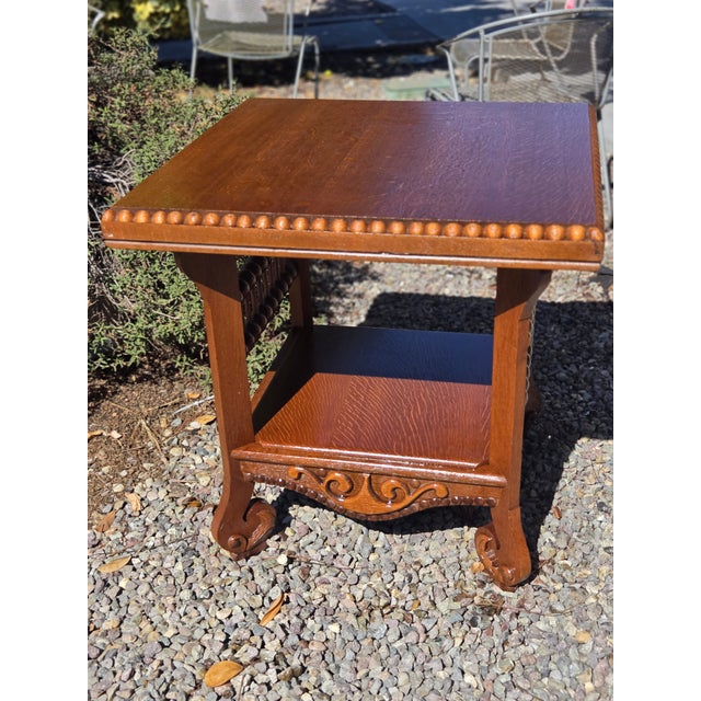 Antique Victorian 1880s Hunzinger Loly Pop Side Table Quater Sawn Oak For Sale In San Diego - Image 6 of 11