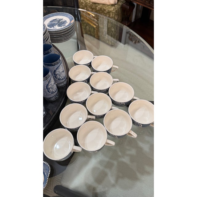 Large Collection of Currier & Ives Vintage Dish Set, With Glasses (70 Pieces Total) For Sale - Image 14 of 18