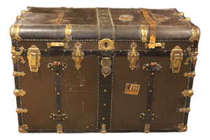 Late 19th Century American Wood, Canvas, Leather, and Brass Steamer Trunk