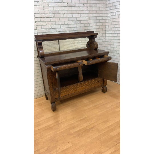 1900s Antique Empire Quarter Sawn Oak Sideboard With Mirror Chairish