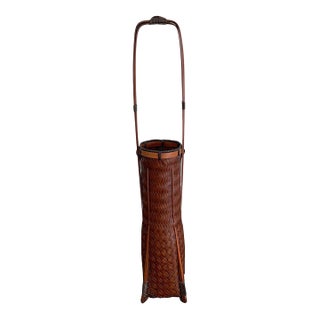 Elegant Japanese Lacquered Ikebana Bamboo Basket For Sale