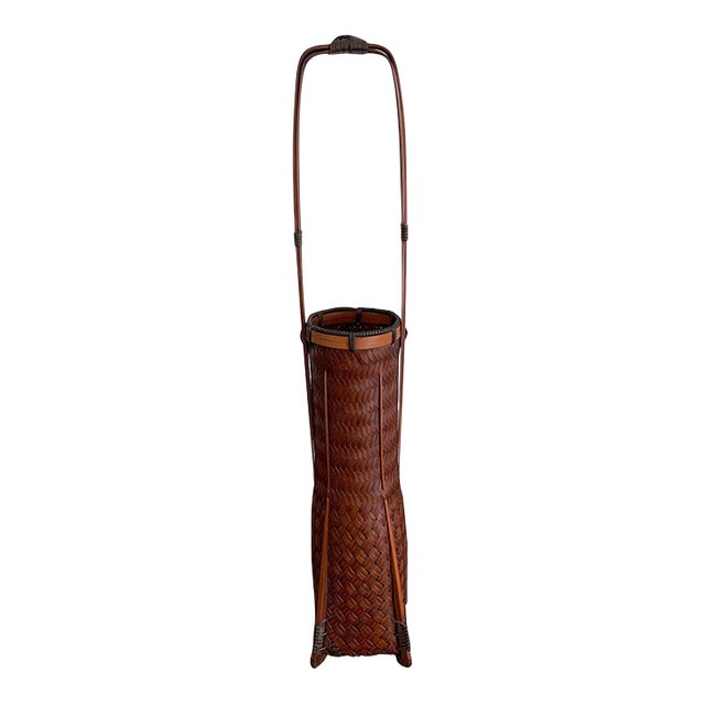 Elegant Japanese Lacquered Ikebana Bamboo Basket For Sale