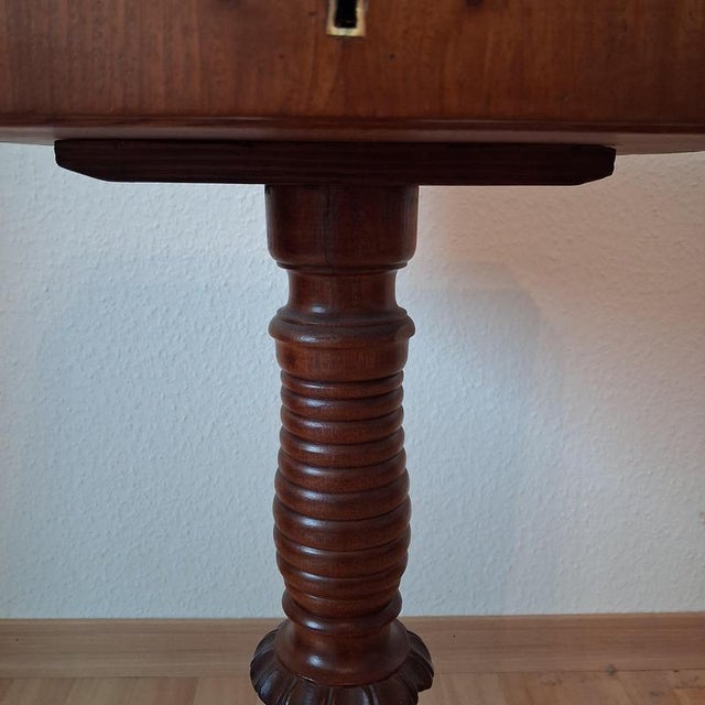 Antique Biedermeier Mahogany Sewing Table, 1850s For Sale - Image 12 of 14