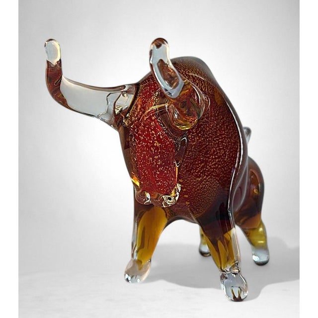 Late 20th Century Murano Red Glass Bull Sculpture “Sommerso” Technique For Sale - Image 4 of 16