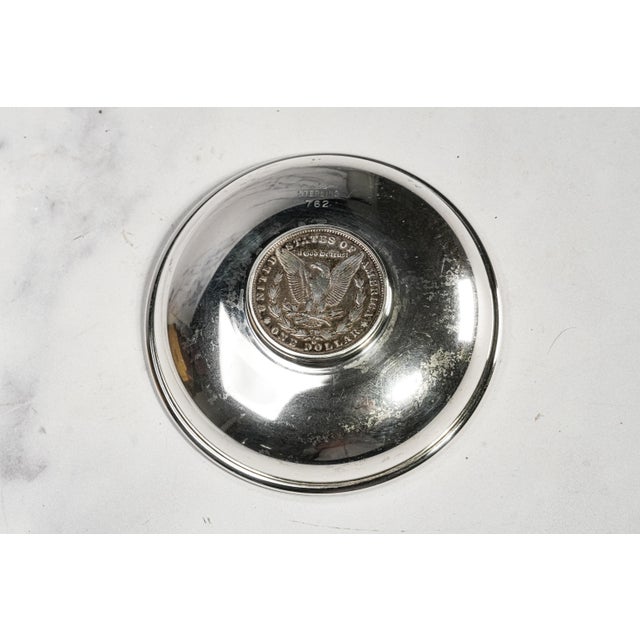 Silver Vintage Cartier Sterling Silver Catchall Dish With 1885-O Morgan Dollar Coin Luxury Dresser Tray Home Decor For Sale - Image 8 of 10