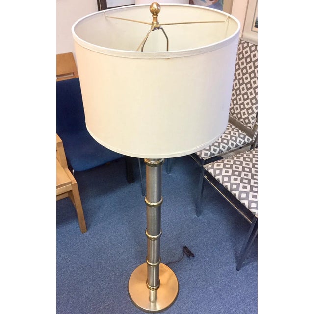 1980s Chrome and Brass Column Floor Lamp For Sale - Image 5 of 8