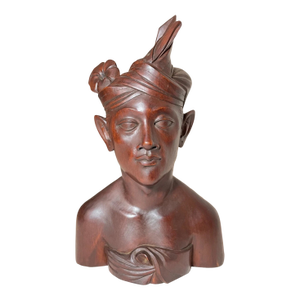 Antique Carved Balinese Indonesian Bali Woman Lady Bust Wood Carving Sculpture