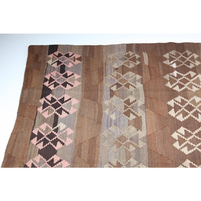 Vintage Anatolian Flatweave Kilim in Earthy Brown Tones - 5' 11'' X 8' 7'' For Sale - Image 10 of 12