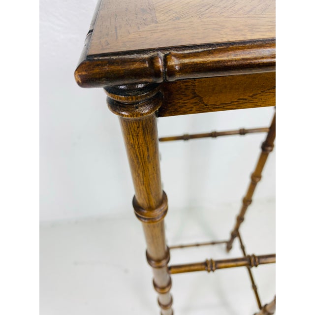 Traditional Mid-Century Vintage Lane Furniture Co. Faux Bamboo Pedestal For Sale - Image 3 of 8