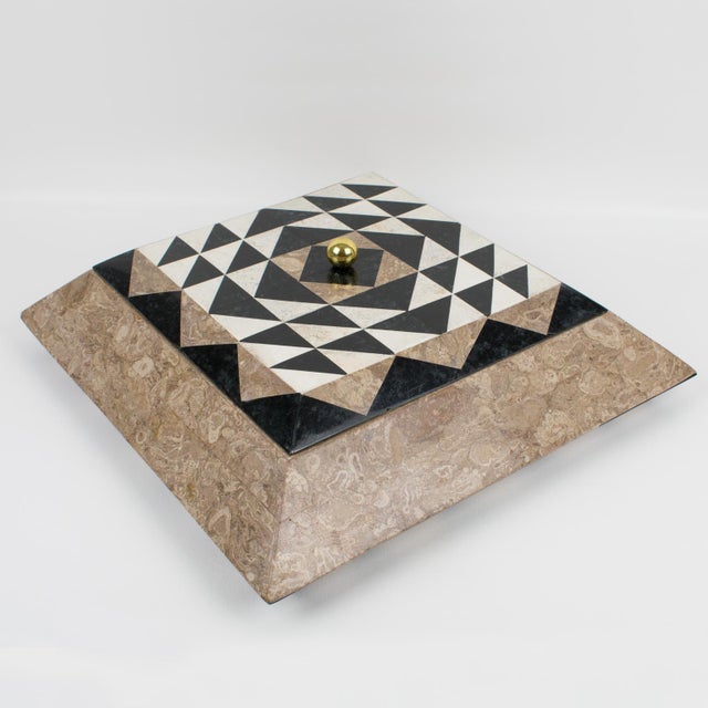 Maitland-Smith Oversized Tessellated Marble Stone Box, circa 1980 For Sale - Image 12 of 16
