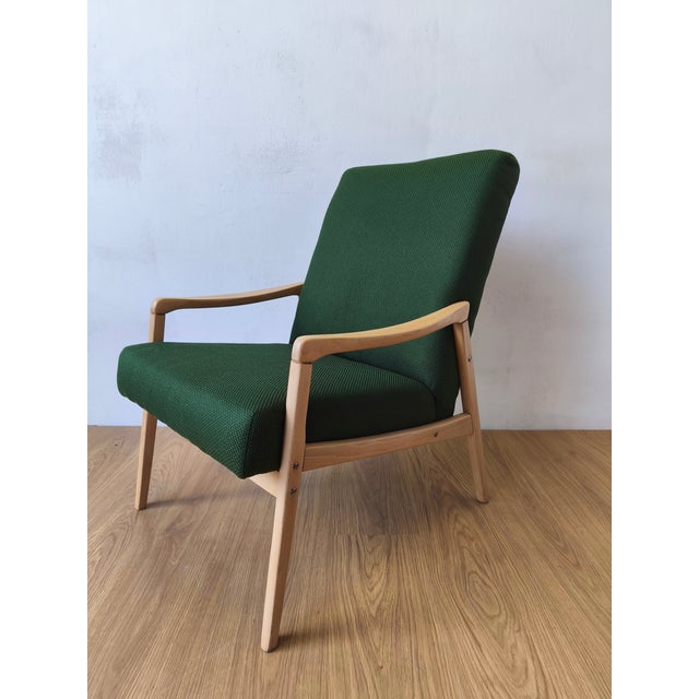 Wood Vintage Lounge Chair by J. Jiroutek, Czechoslovakia, 1960s For Sale - Image 7 of 18