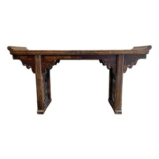 Antique Asian Wood Alter Console Table For Sale