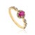 Oval Cut Ruby & Diamond Floral Halo Vintage Ring Size 9 in 14k Yellow Gold For Sale - Image 4 of 15