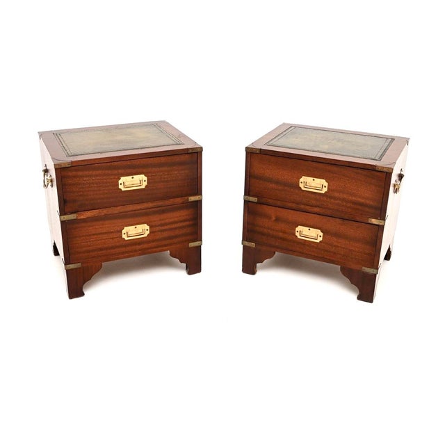 Antique Military Campaign Style Bedside Chests, 1950, Set of 2 For Sale - Image 11 of 11
