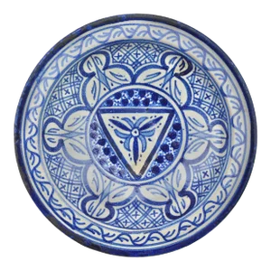 Antique Andalusian Blue-Patterned Ceramic Plate